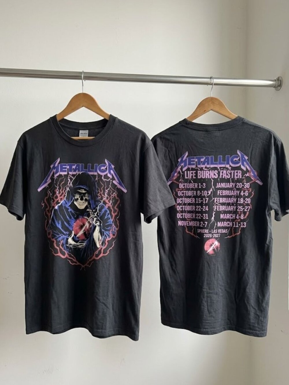 Metallica Life Burns Faster Tour 2026-2027 Las Vegas T-Shirt Reprint
